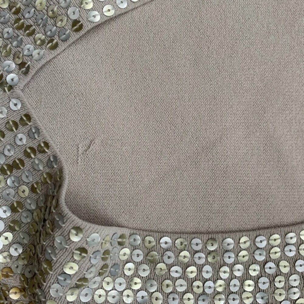 Chico’s Gold/Silver Sequin Embellished Poncho Cardigan Topper Vest Glam Sparkle - Picture 7 of 13